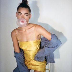 Realization Christy Silk mini dress sunflower EUC